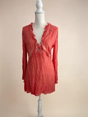 ROCOCO SAND Orange Tie Front Dress Size Large